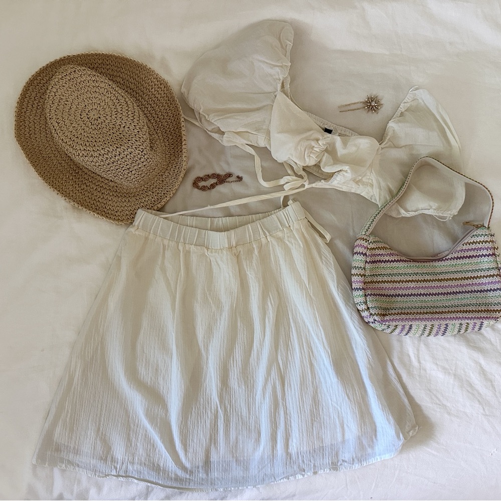 Divided Cream Mini Dress